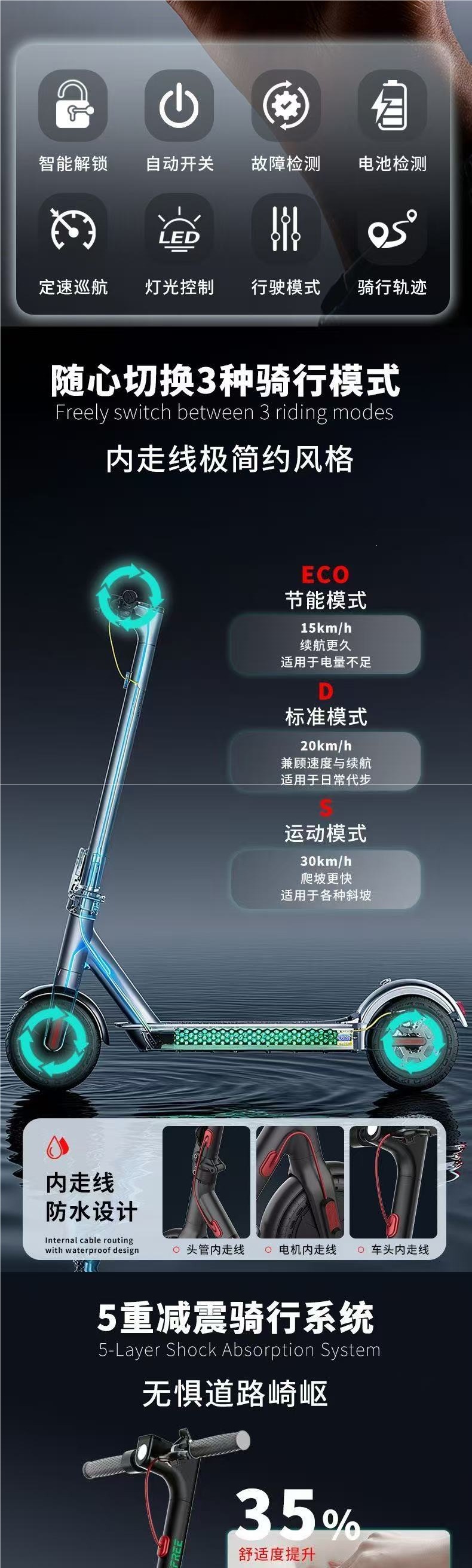 Electric scooter, foldable electric bike, easy-to-use two-wheeled vehicle, lightweight and portable, suitable for commuting to work