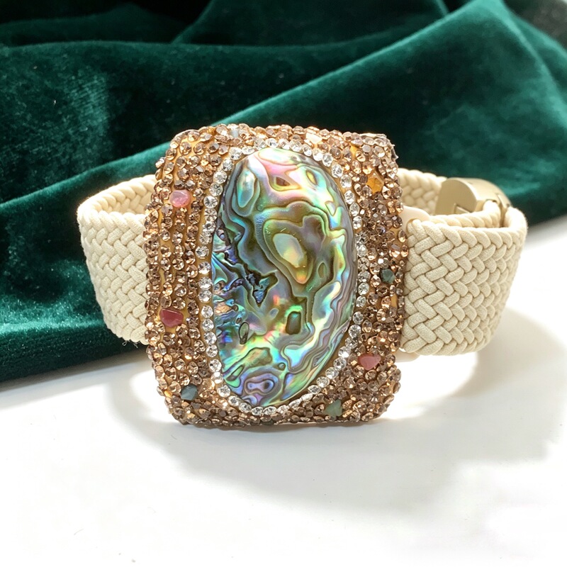 Source Factory Snakeskin Bracelet Wide Version Natural Abalone Shell Inlaid Diamond Woven Bracelet European and American Heavy-Duty Retro Bracelet Source Factory Snakeskin Bracelet Wide Version Natural Abalone Shell Inlaid Diamond Woven Bracelet European and American Heavy-Duty Retro Bracelet