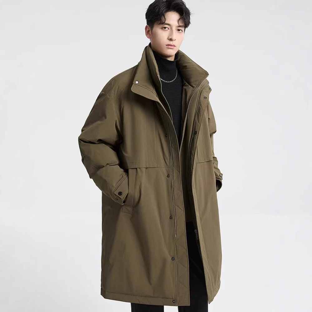 [Special Offer] Men's Fake Two-Piece Windbreaker down Jacket 2024 Winter Design Mid-Length Warm Thickened Coat