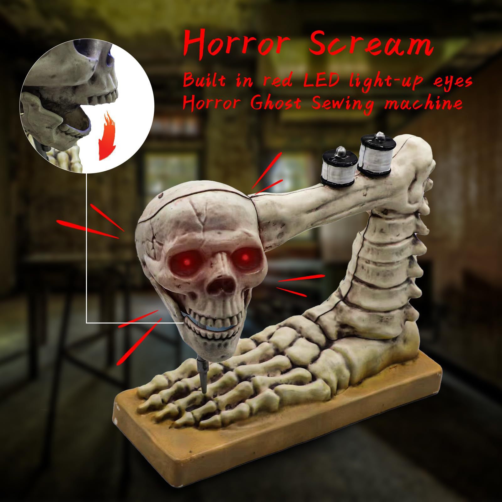 Máquina de coser Skeleton Sewing Máquina de coser Skeleton de Halloween realista decoración de calavera
