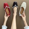 Flat bottom Square Single shoes Shallow mouth Flat heel Square buckle soft sole Grandma shoes Soft leather comfortable go to work Step in Scoop shoes