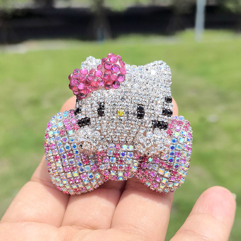 メーカー卸売絶妙なダイヤモンドがちりばめられたハローキティヘッドバンド携帯電話ケースラインストーンフルダイヤモンドカラーダイヤモンドかわいいインターネットセレブアクセサリー素材|undefined