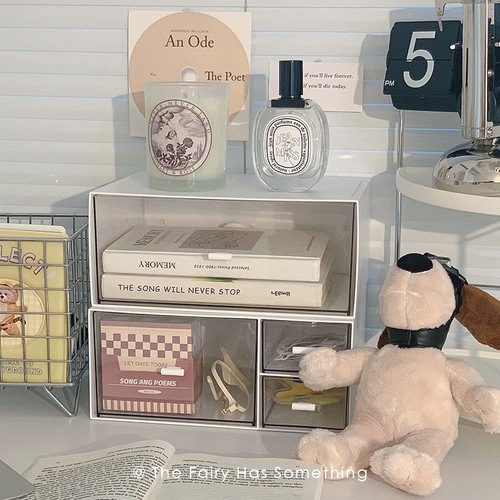 Multi-layer stackable cosmetics drawer-type desktop storage box small manicure contact lens storage and storage rack