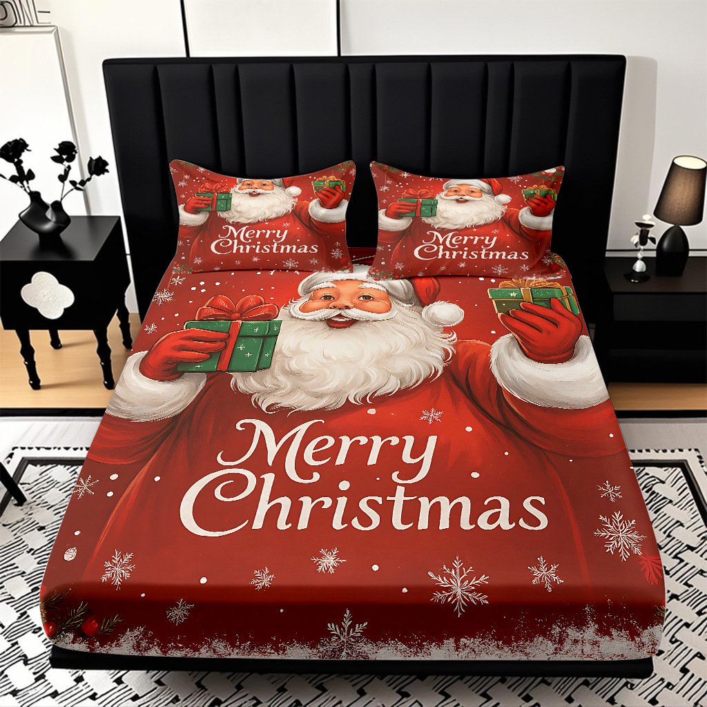 TEMU / JIT nuevos productos transfronterizos adorables series de Navidad molido HD impresión digital cama de cama Kasa set ropa de cama