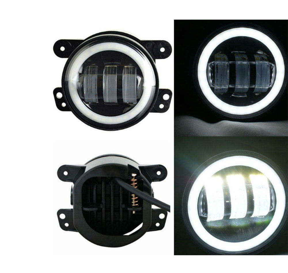 Cross-Border Applicable Jeep Wrangler Dodge 4-Inch 30W Led Fog Light Guide Jk Tj Front Bumper Light Car Fog Light