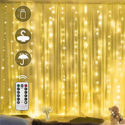 Factory Direct Selling LED Copper Wire Curtain Lamp USB Eight Function Remote Control Waterproof Copper Wire Colorful Light String Christmas Decorative Lamp