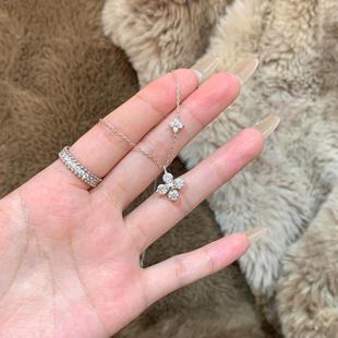 Xiaohongshu blasting double lucky four-leaf clover necklace for women exquisite titanium steel chain light luxury noble sense flash drill collarbone chain