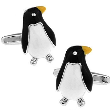 High-Quality Metal Men's Accessories, Fun Penguin-Shaped Cufflinks, Cuff Pins, French-Style Business Shirt Cufflinks for Men and Women