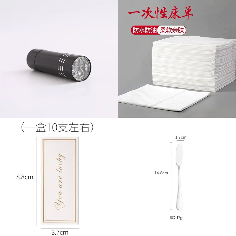Candle with accessories, disposable waterproof bed, sheet, lamp, pack