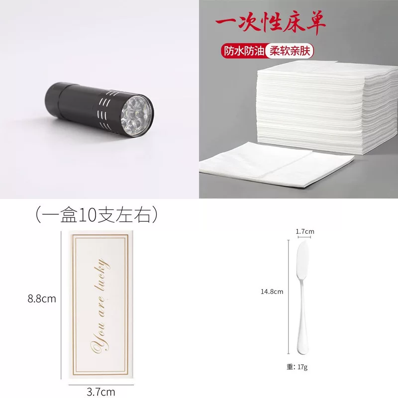 Candle with accessories, disposable waterproof bed, sheet, lamp, pack