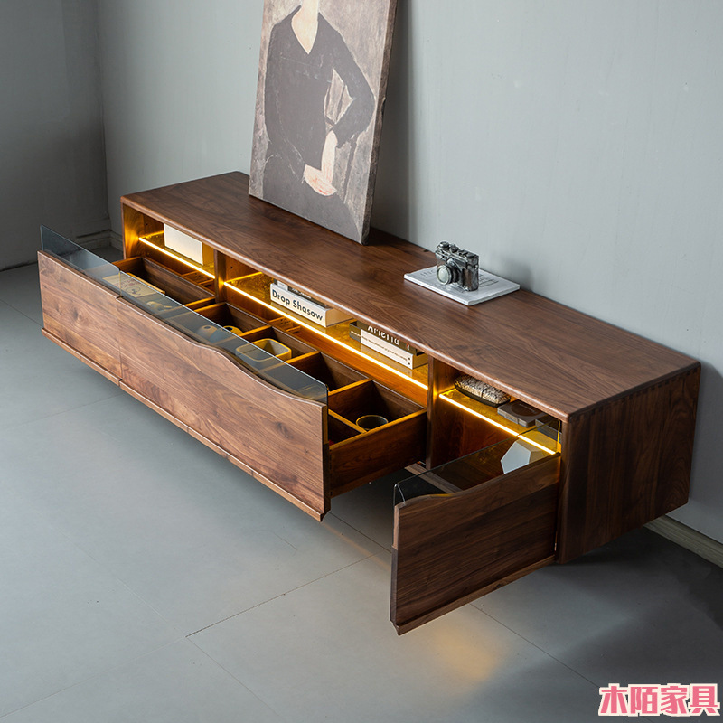 All Solid Wood Storage Cabinet, North American Black Walnut Tv Cabinet, Nordic Modern Minimalist Creative All Solid Wood Living Room Display Cabinet