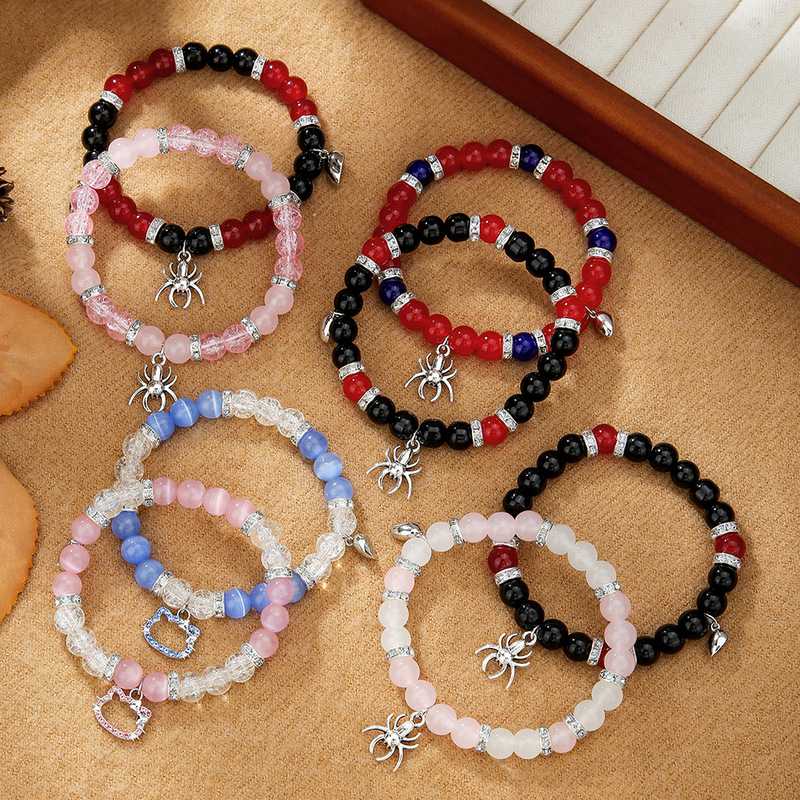 Cross-border Hot Sale Friendship Spider Love Magnetic Cat Bracelet Beaded Elastic Adjustable Couple Holiday Bracelet Cross-border Hot Sale Friendship Spider Love Magnetic Cat Bracelet Beaded Elastic Adjustable Couple Holiday Bracelet