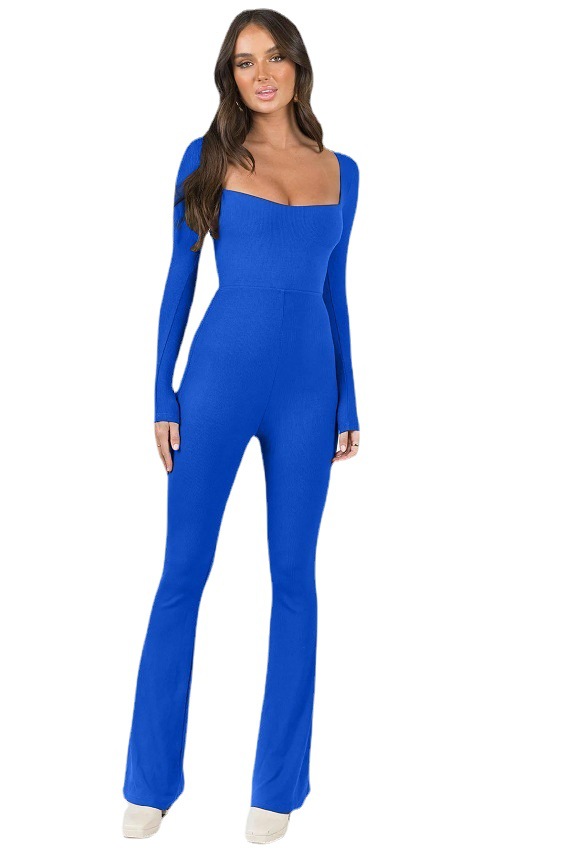 Primavera 2023 Amazon Europa y América del Comercio Exterior de las mujeres ropa color sólido backless Delgado cuello cuadrado sexy jumpsuit Pantalones