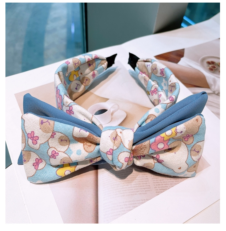 Korea Bear Color Matching Bow Hair Band display picture 6
