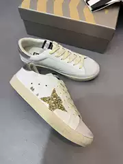 Korean Gg Vintage Star Dirty Shoes for Women Size 25 Classic Versatile Couple Sneakers with Internal Height Increase Dirty Cowhide White Shoes