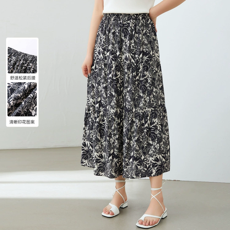 Полноцветное шоу большой размер женской ретро литературной печати с холодным ветром повседневная индивидуальная юбка толстый mm2024 летний новый стиль