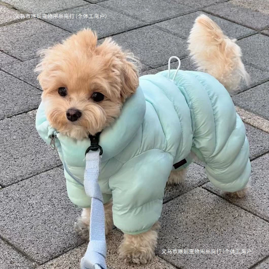 Одежда для собак, четырехногое зимнее хлопковое пальто Тедди, утолщенное теплое маленькое зимнее пальто для бишонов, осенне-зимний полиэстер
