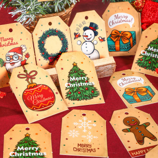 Retro creative cute Christmas small tag cowhide gift box accessories small label spot cross-border supply