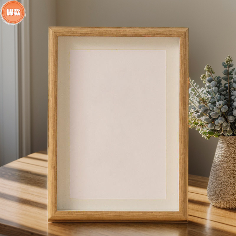 8inch Photo Frame Display Stand Custom DIY Glass Hollow Three-Dimensional Wooden Picture Frame Empty Frame for Mounting and Hanging