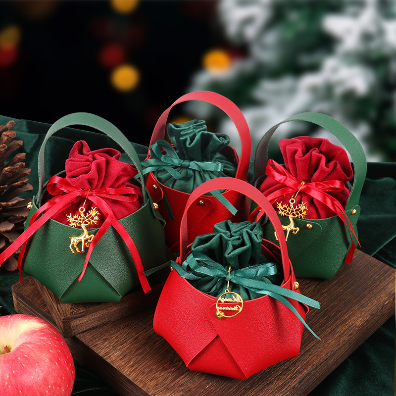 Creative Christmas Apple Bag Gift Bag Velvet Bag Christmas Eve Candy Gift Tote Bag Peace Fruit Gift Box
