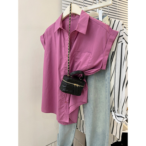 Pink Short Sleeve Blouse Women French Style Top Summer 2025 Design Sense Small Sleeveless Loose Blouse Women