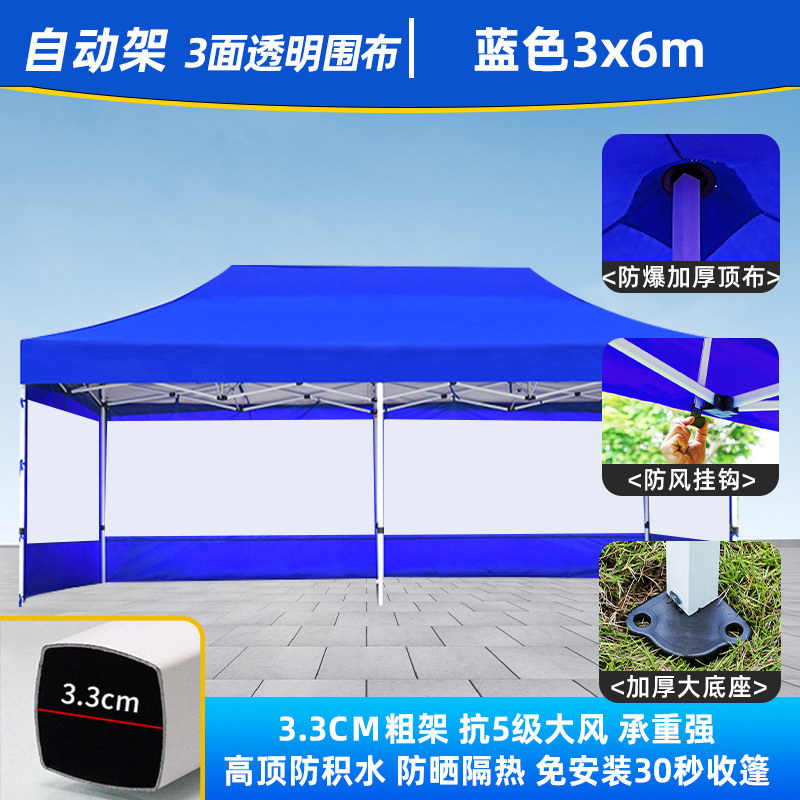 Carpa publicitaria plegable 3x3 m con tela transparente opcional