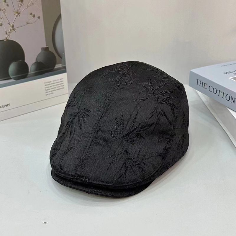 春夏新款韓版國風竹葉刺繡時尚鴨舌帽女休閒逛街潮牌顯臉小前進帽