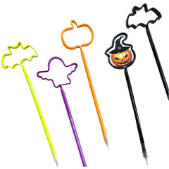 萬聖節造型圓珠筆卡通南瓜PET拉管筆創意幽靈形狀簽字筆批發跨境