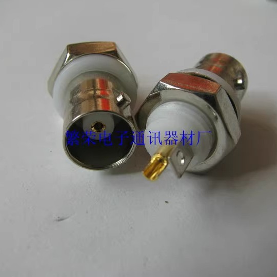 纯铜BNC母座 白胶绝缘BNC母座 BNC同轴Q9连接器 BNC插座面板安装