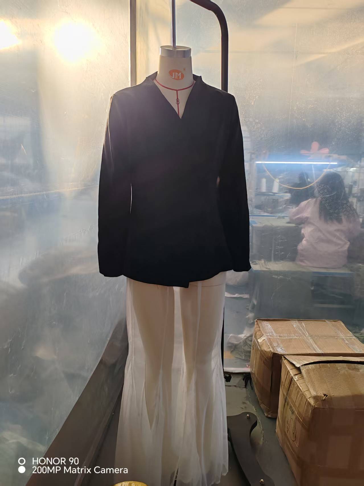 Dam blazer och kjol set i mesh i enfärgad modestil_voghion.com