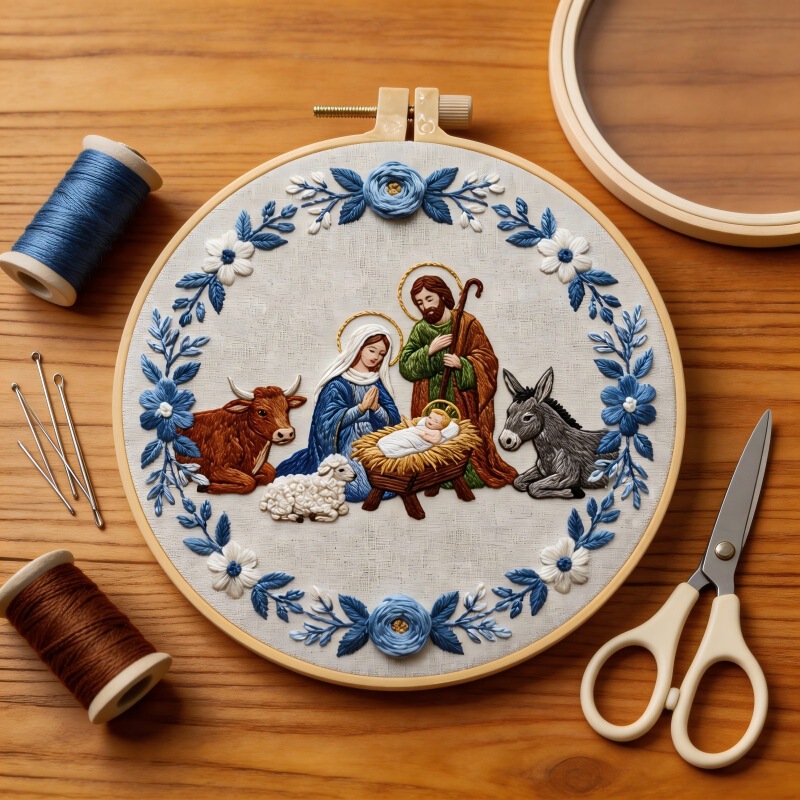 Religious Embroidery DIY Material Kit Fabric Set Simple DIY English Diagram Cross-Stitch Fabric 14Ct Chinese Diagram