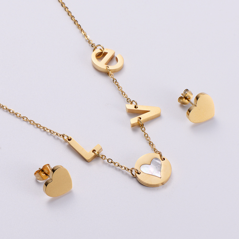 Fashion Letters Love Heart  Necklace Ear Stud Couple Wear display picture 3