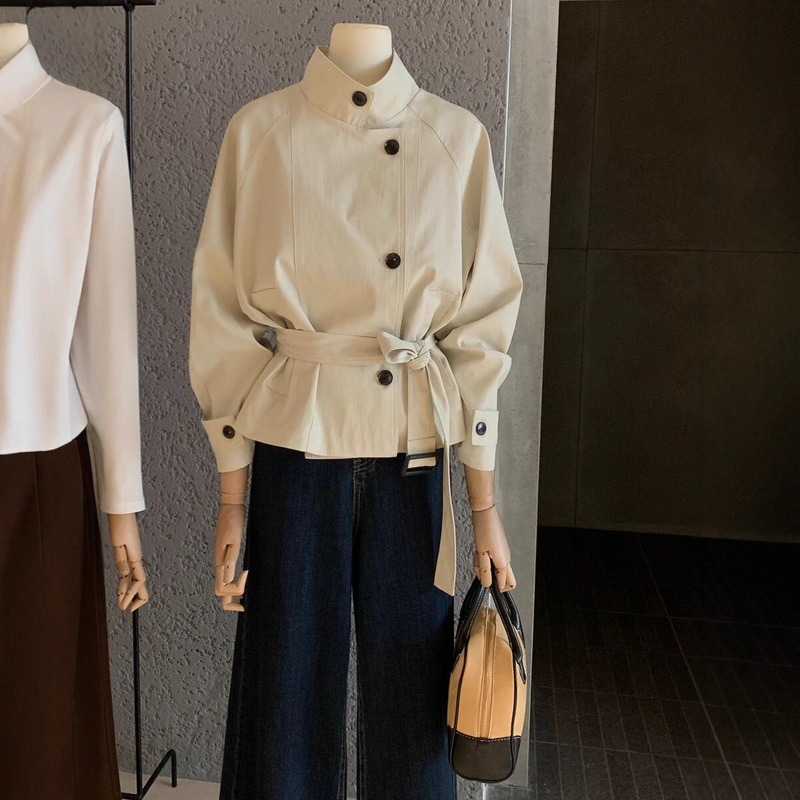 2025 Autumn Korean Style Designer Trench Coat for Women, New Trendy Petite Belt Versatile Trench Coat