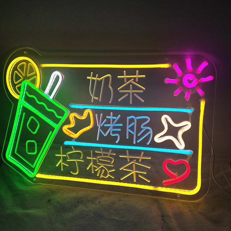 Lámpara de neón personalizada lámpara led cartel letras red fondo pared letrero decoración de mercado nocturno