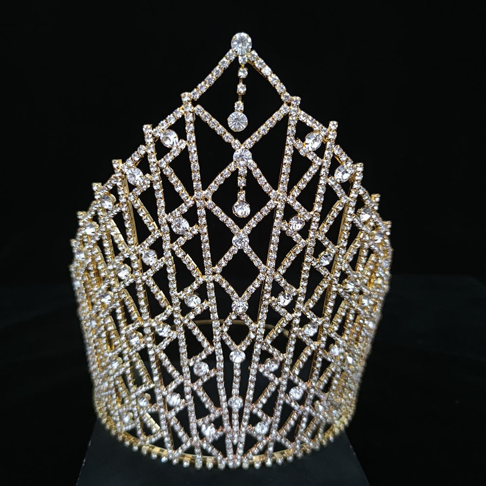 Europeo y americano caliente-venta nupcial corona tocado Comercio exterior joyería simple lujo gota de agua rhinestone belleza selección gran corona