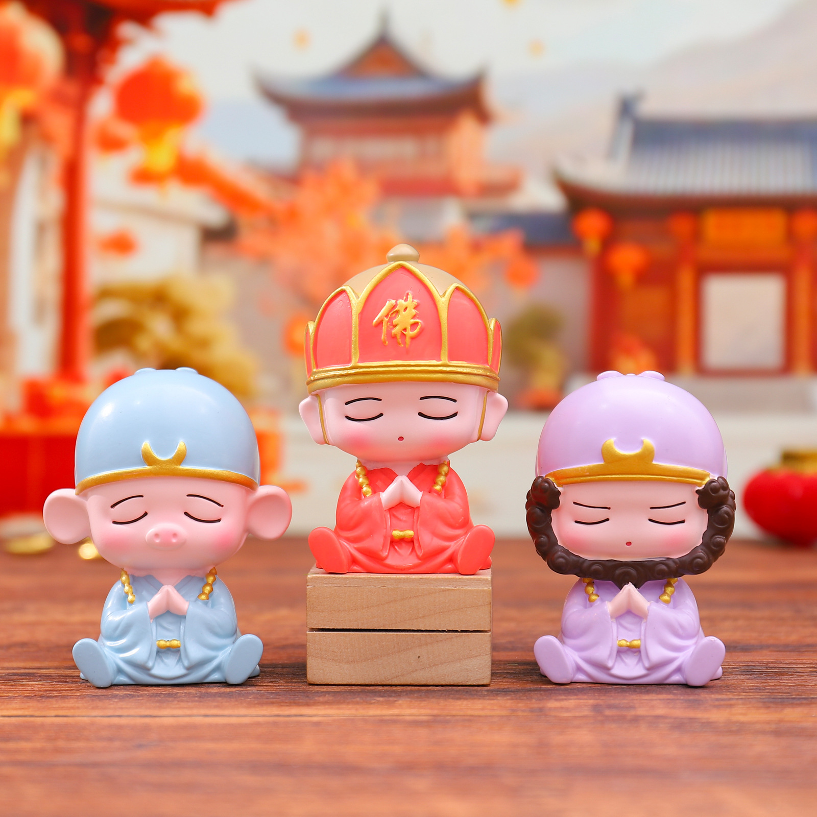 Little Figurines of the Characters from Journey to the West, Tang Seng and His Disciples, Creative Home Decor for Office Desks, Resin Crafts, Gifts