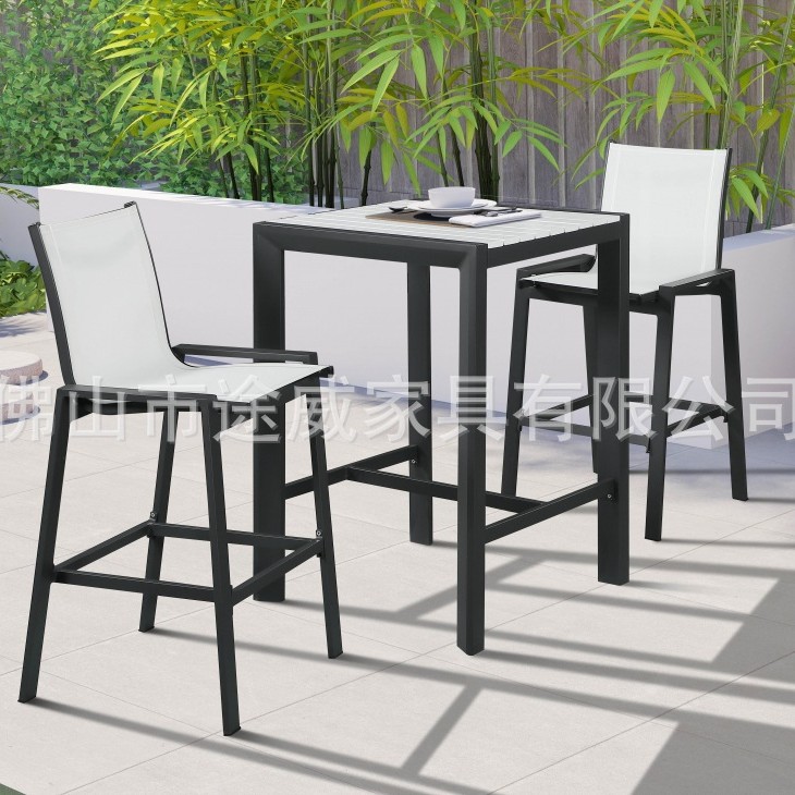 Square Aluminum Alloy Bar High Table Leisure Outdoor Table and Chairs Plastic Wood Bar Counter Restaurant Cafe Hotel Home Use