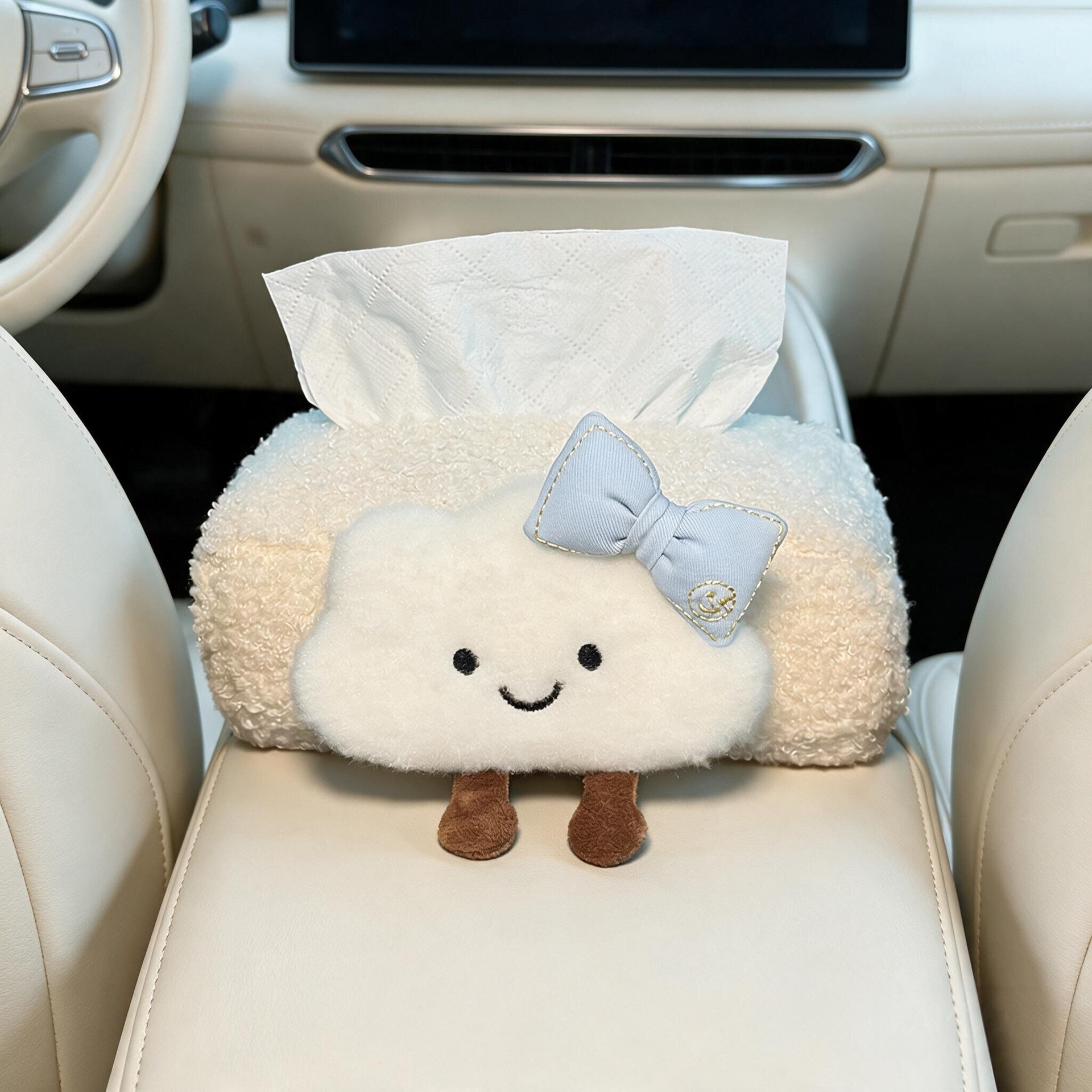 2026 New Model Car Tissue Box, Armrest Box Tissue Holder, Seat-mounted Car Tissue Bag, Cute Cloud Design for Women