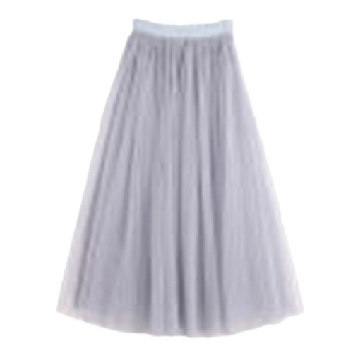 Sheer Dress Women's A-line Skirt Spring and Summer 2024 New Pure Color Slimming Midi Skirt with Net Fabric