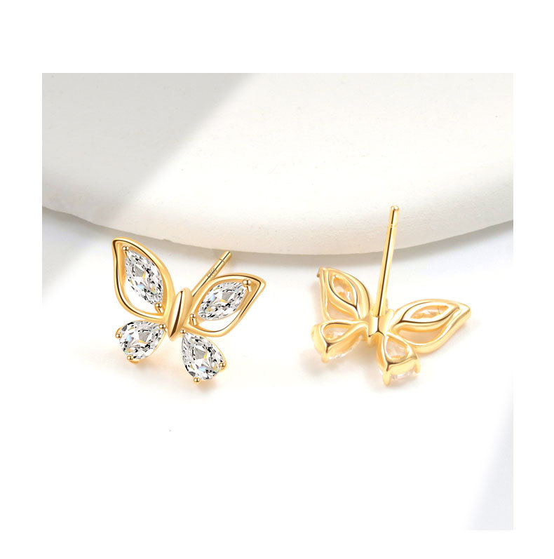 1 Paar 925 Sterling Silber 925 Sterling Silber Ohrringe Schmetterling Kleine Ohrstecker display picture 7
