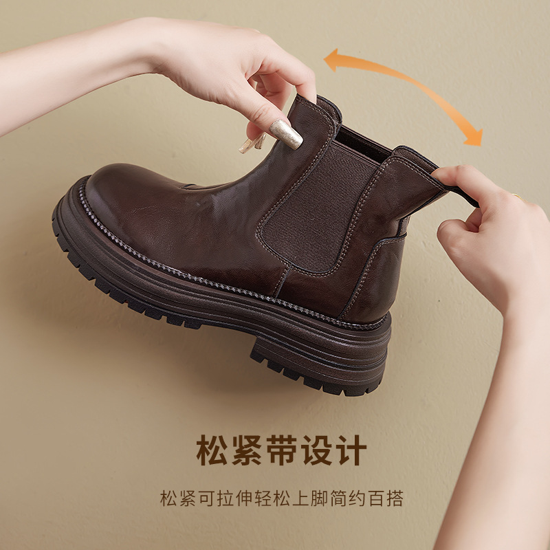 Augusto Lion Martin botas mujeres invierno 2026 nuevo estilo inglés botas cortas de fondo grueso botas de tubo retro Chelsea
