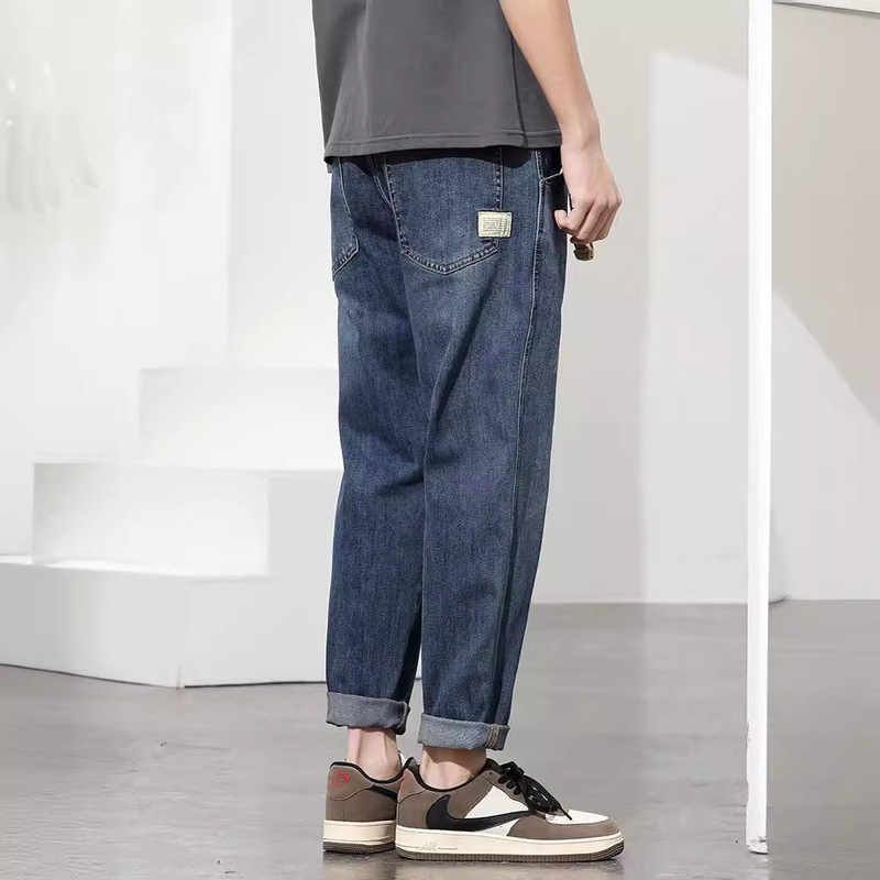 Summer Thin Denim Pants Men's Loose Straight New Casual Cropped Pants Men's Workwear Trousers Men's Trendy Summer Thin Denim Pants Men's Loose Straight New Casual Cropped Pants Men's Workwear Trousers Men's Trendy