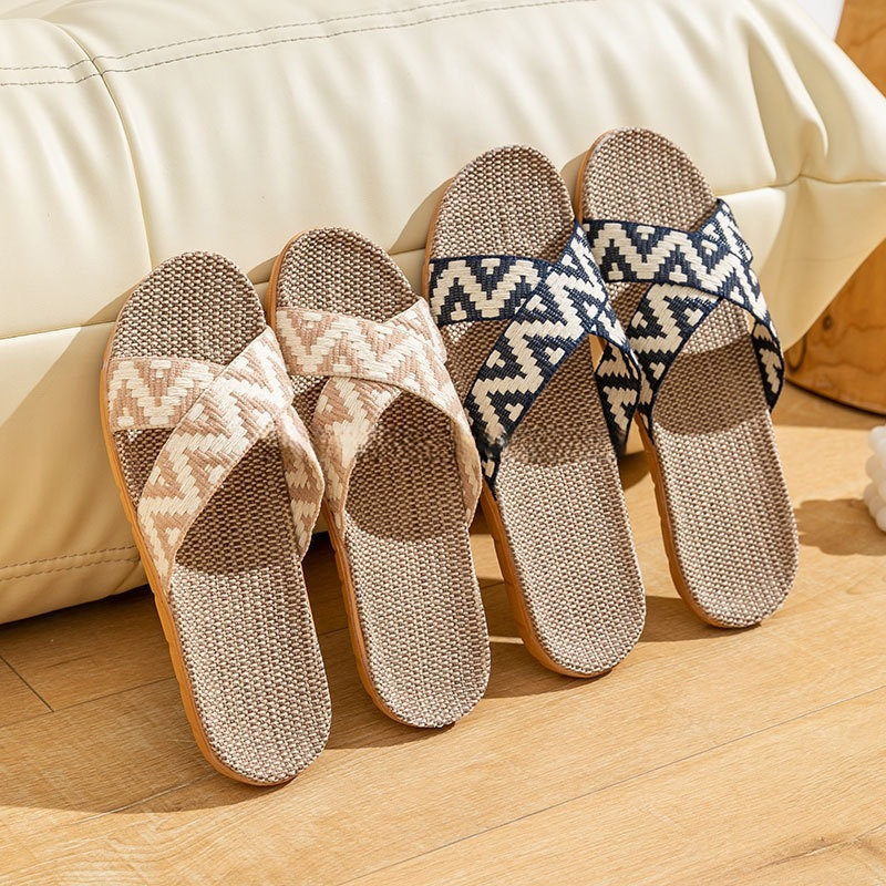 Linen Sandals for Home Thick-Soled Summer Straw and Rattan Men's and Women's Home Indoor Non-Slip and Anti-Stinky Feet Wholesale