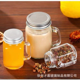 迷你把手杯跨境把子杯咖啡浓缩液分装瓶透明梅森杯ins风小玻璃瓶
