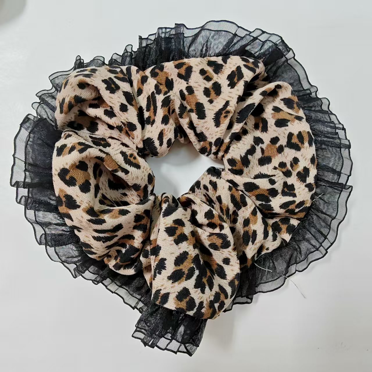 표범 무늬 레이스 머리끈