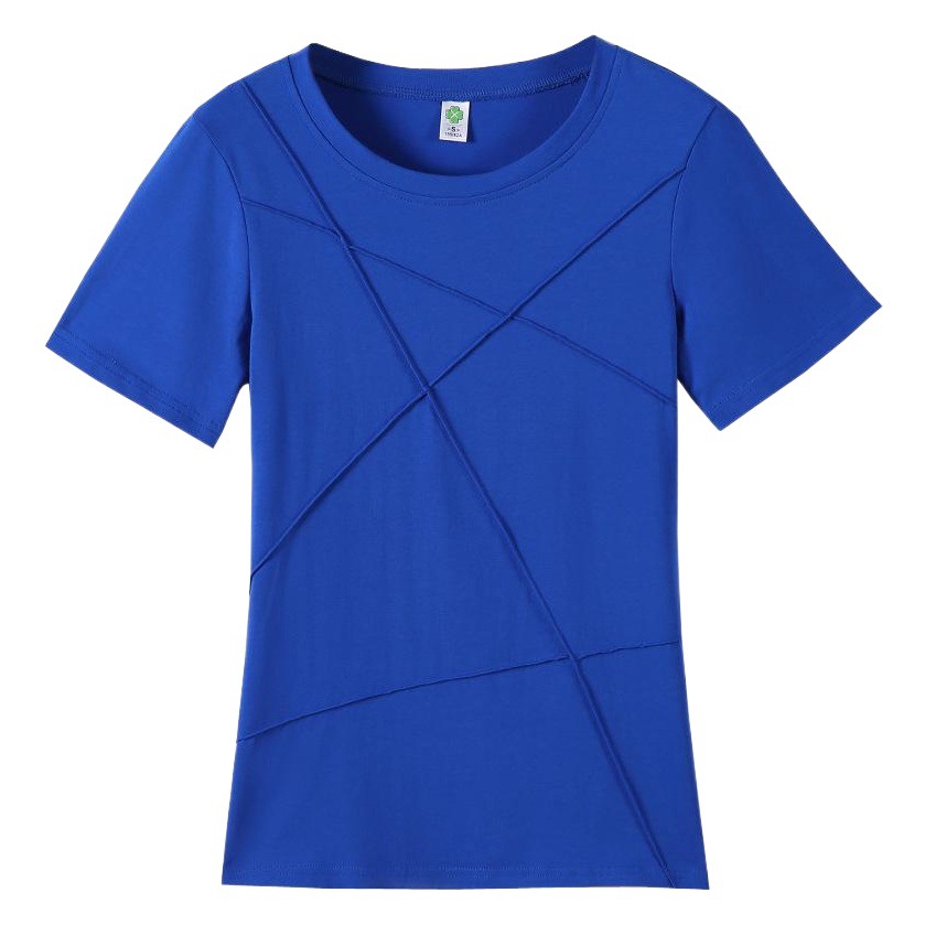 Venta directa de fábrica 2024 Camiseta de algodón de verano manga corta estilo coreano suelta cuello redondo Camiseta al por mayor más tamaño ropa de mujer image 1