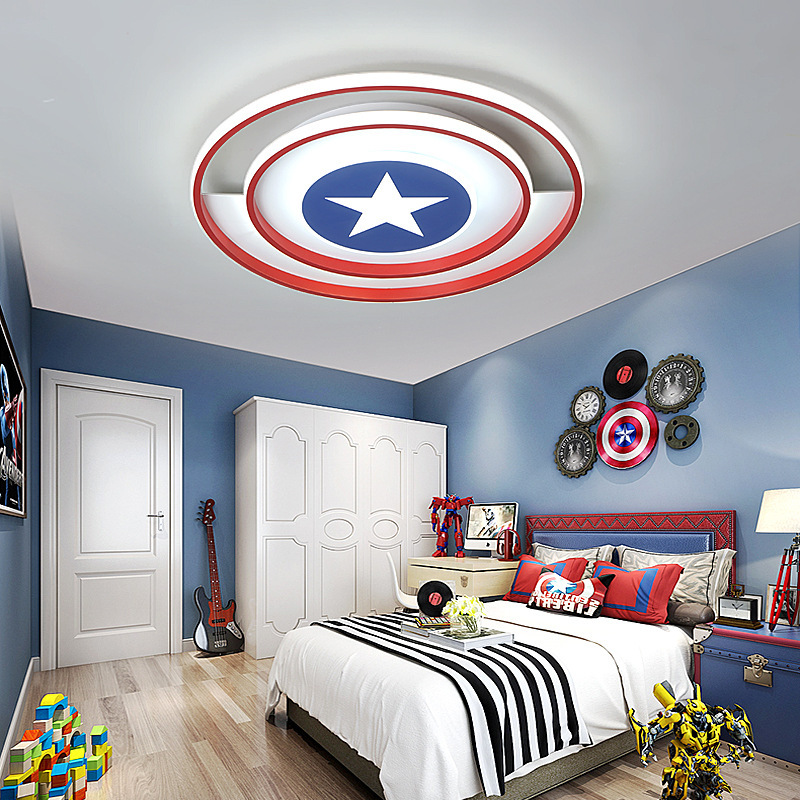工厂直营男孩卧室灯美国队长吸顶卧室灯创意儿童灯现代风中山灯饰