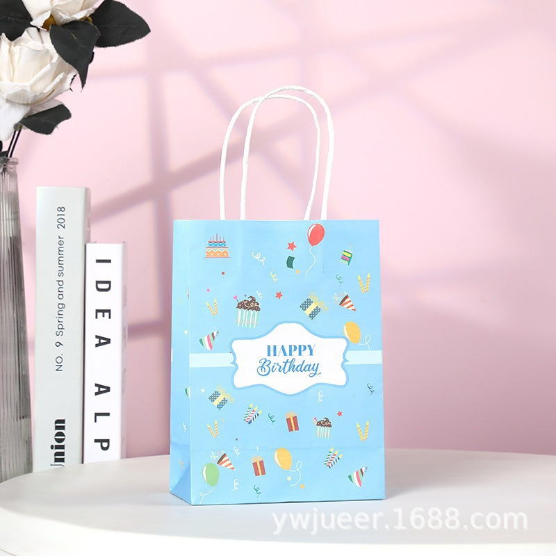 Bolsas de regalo de cumpleaños, bolsas de cartón cartón, bolsas de embalaje para llevar, bolsas de embalaje de regalo de fiesta para niños, bolsas de mano
