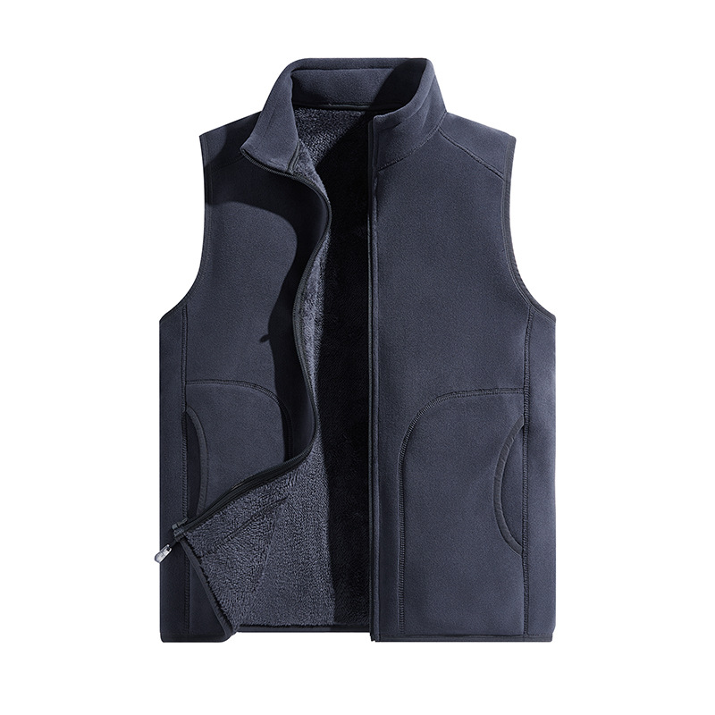 Chaleco polar reversible y grueso para otoño e invierno, chaleco de trabajo polar para hombre para exteriores con impresión de logotipo personalizado