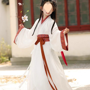Children's War Robe Improved Daily Wearable Hanfu Ancient Costume Restored Straight Robe for Girls Wei and Jin Dynasty Fairy Style